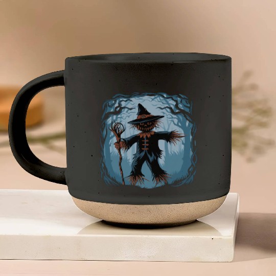 Spooky Halloween Scarecrow Pottery Mugs