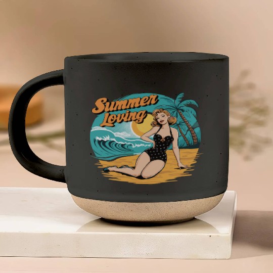 Retro Summer Loving Beach Vibes for a Beach Lover Pottery Mugs