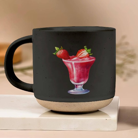 Watercolor Strawberry Cocktail Drink Pottery Mugs