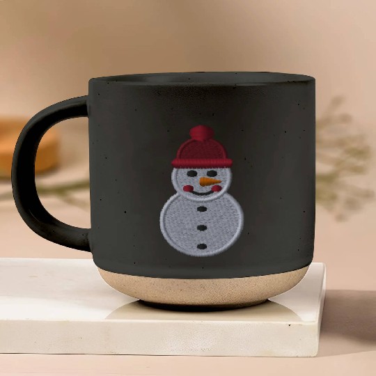 Snowman embroidered Pottery Mugs
