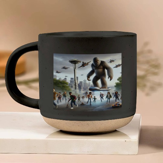 Sasquatch Hoverboard Defender Pottery Mugs