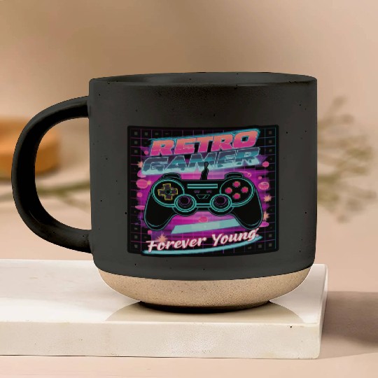 Retro Gamer Forever Young 01 sticker Pottery Mugs