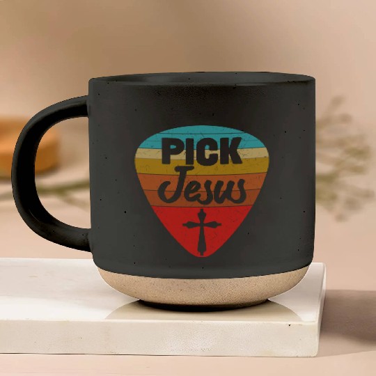 Vintage Guitarist Guitar Pick Christian Jesus Pottery Mugs