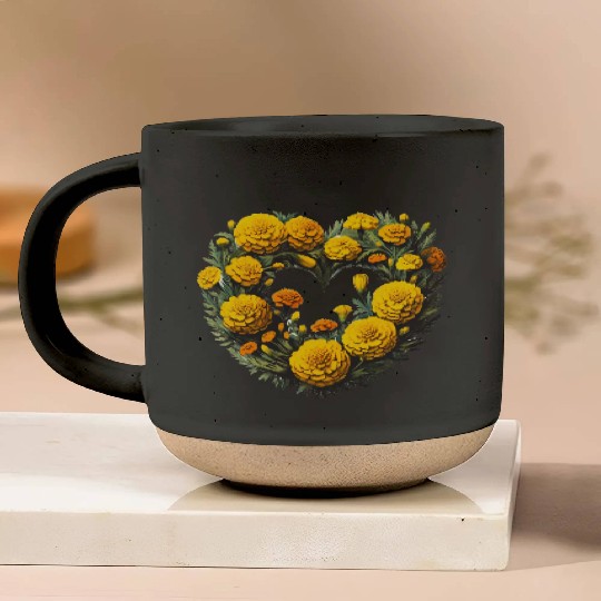 Marigold Flowers Pottery Mugs