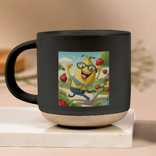 The laughed banana colourful design. Pottery Mugs