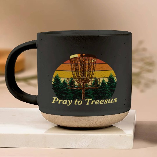 Pray to Treesus Funny Disc Golf Humor Golfer Pun S Pottery Mugs