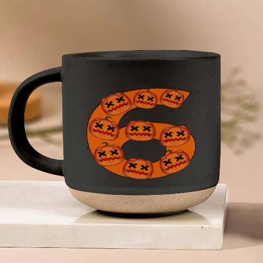 Number Six - Halloween Costume Pumpkin Pottery Mugs
