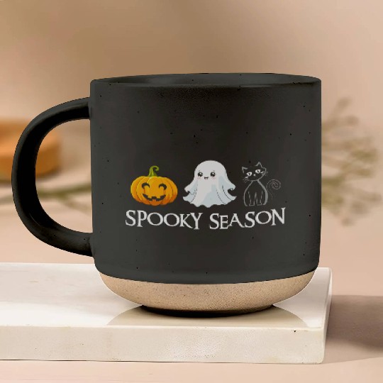 Spooky Season Halloween Pumpkin Cute Cat Paw Ghost Pottery Mugs