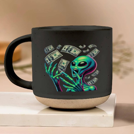 Alien Money Splash Pottery Mugs