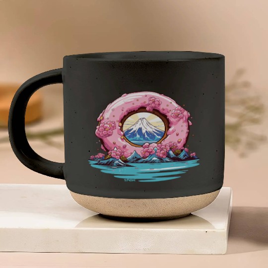 Japan Sakura Blossom Mount Fuji Donut Pottery Mugs