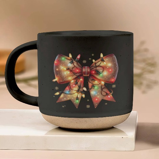 Christmas Light Coquette Bow Pottery Mugs