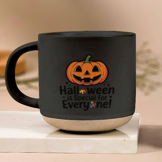 Festive Jack-O'-Lantern Halloween Design Pottery Mugs
