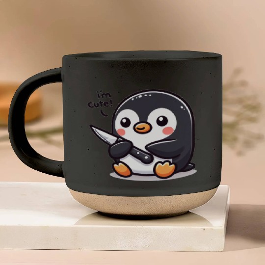 Penguin I'm Cute! Pottery Mugs