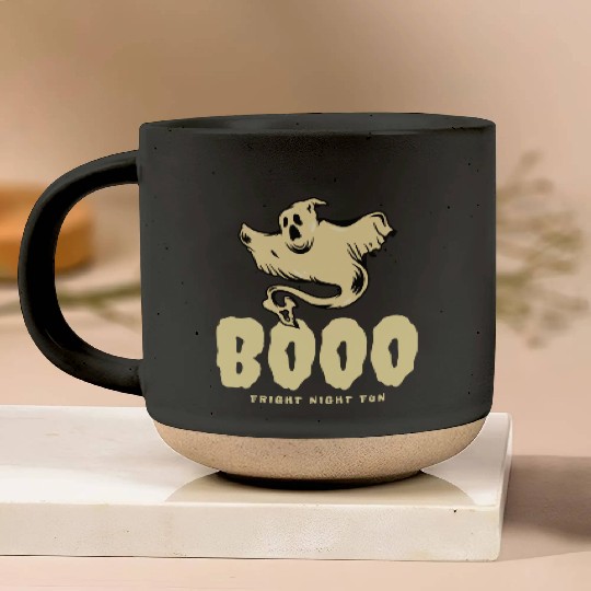 BOOO Fright Night Fun Ghost Halloween Pottery Mugs