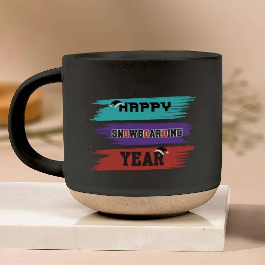 Happy Snowboarding Year Winter Pottery Mugs
