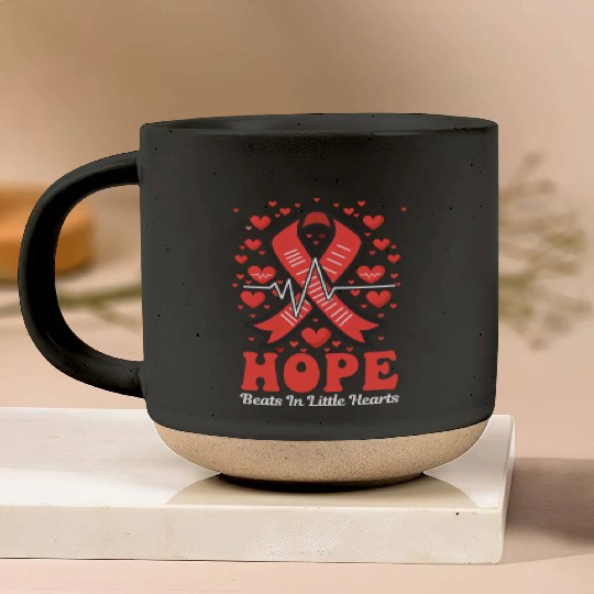 CHD Awareness Hope Beats In Little Hearts Pottery Mugs