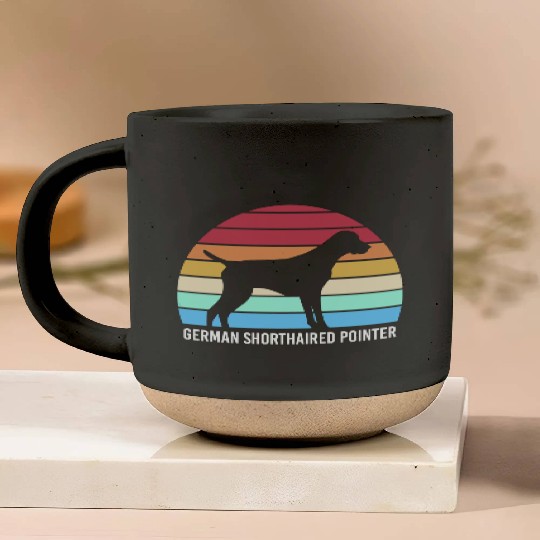 Retro German Shorthaired Pointer Dog Silhouette Pottery Mugs