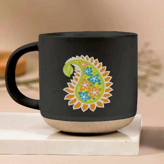Vibrant Floral Paisley Pattern Pottery Mugs