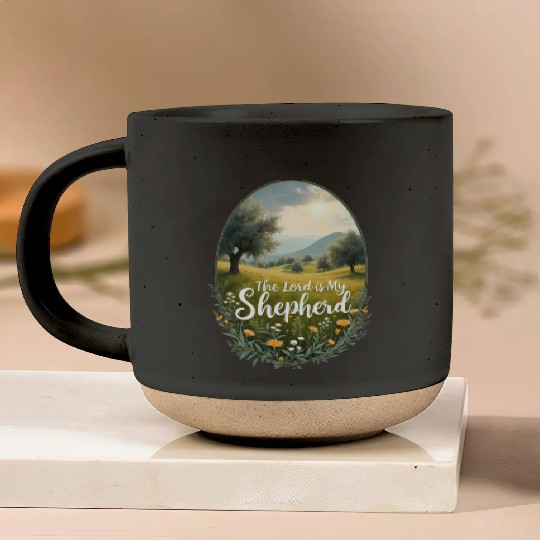 The Lord Is My Shepherd Peaceful Christian Artwork Pottery Mugs