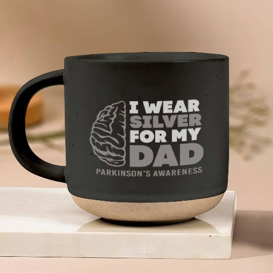I Wear Silver For Dad Parkinsons Disease Awareness Pottery Mugs