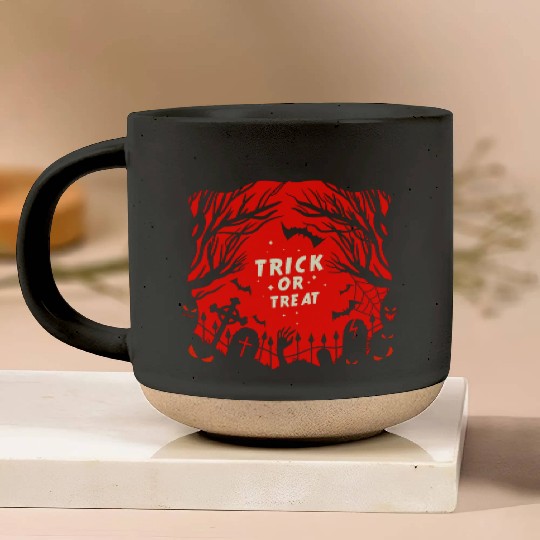 Trick or Treat Graveyard Pottery Mugs