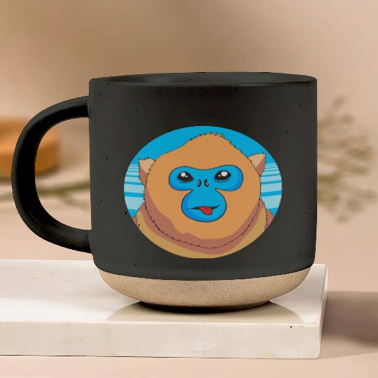 Monkey Lover Cute Snub Nosed Monkey Face Pottery Mugs