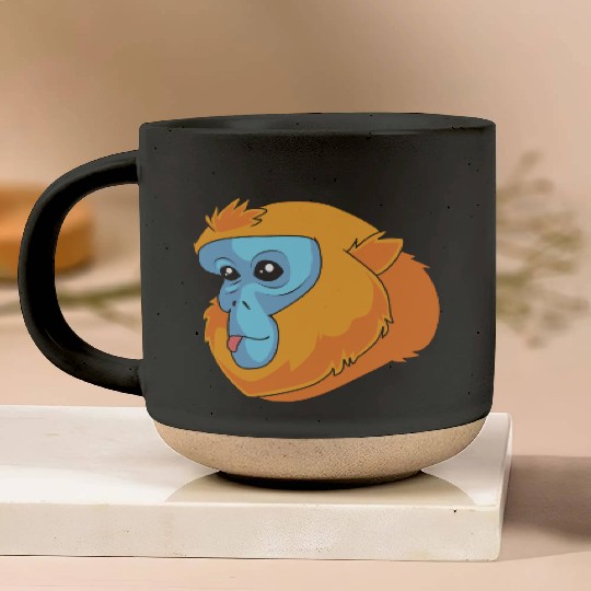 Monkey Lover Golden Snub Nosed Monkey Face Pottery Mugs