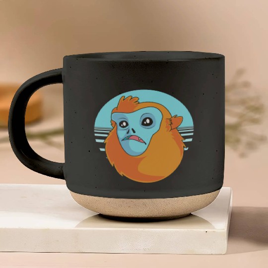 Funny Monkey Face Golden Snub Nosed Monkey Pottery Mugs