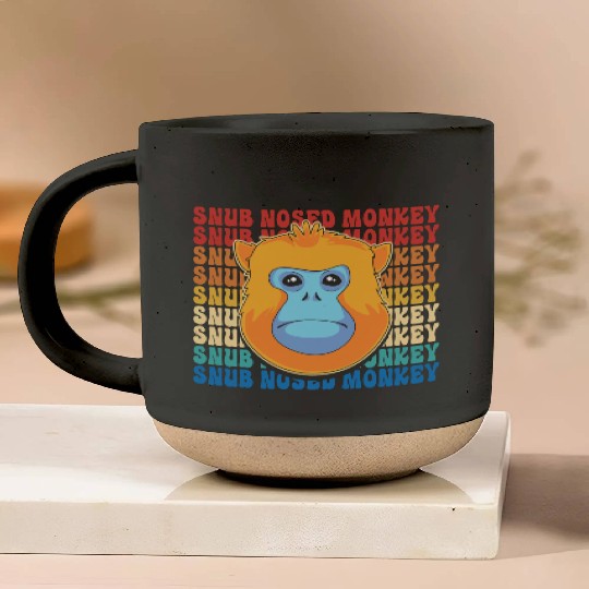 Retro Golden Snub Nosed Monkey Cute Monkey Face Pottery Mugs
