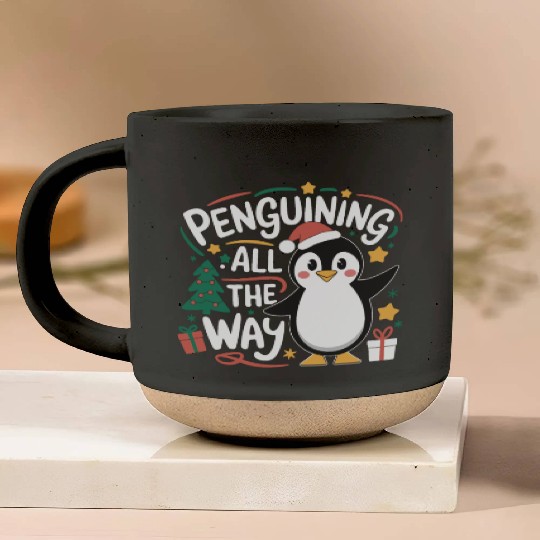 Penguining All The Way Penguin Christmas Joyful Pottery Mugs