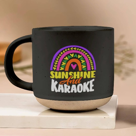 Sun And Karaoke Rainbow Heart Pottery Mugs