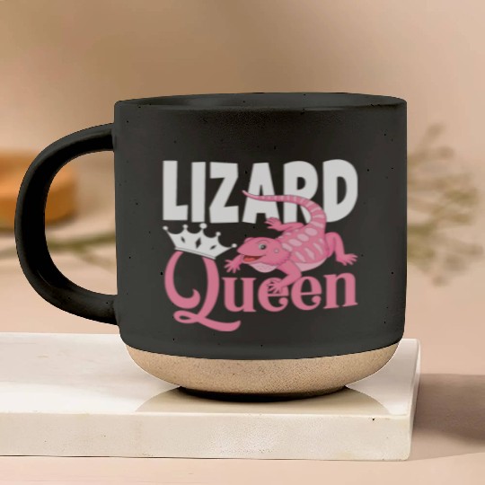 Bearded Dragon Lizard Lover Girl Lizard Queen Pottery Mugs