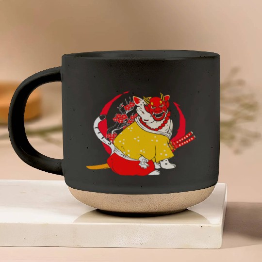 Kanji Japan Katana Oni Ninja Cat Samurai Pottery Mugs