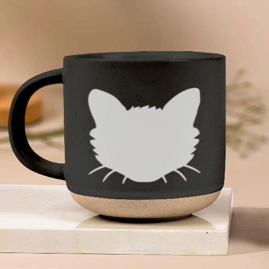 Cat Face Silhouette Kitten Head Outline Outline Pottery Mugs