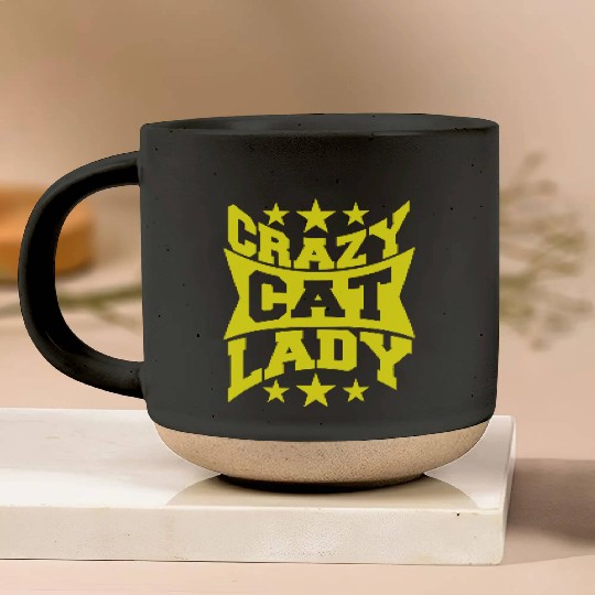 Crazy Cat Lady Text Love Saying Quote Weird Woman Pottery Mugs