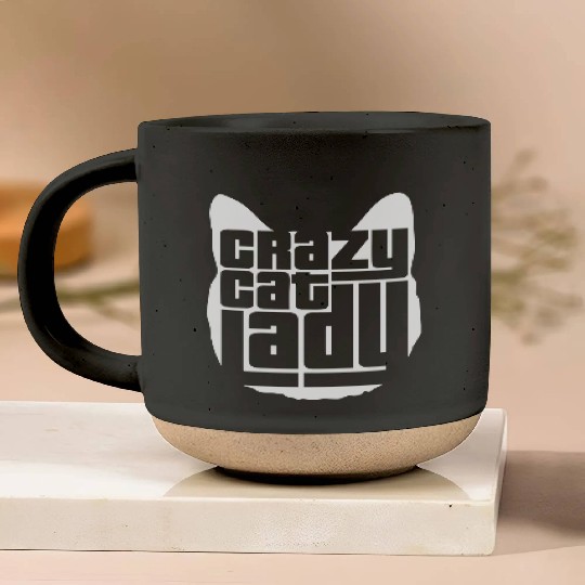 Crazy Cat Lady Text Love Saying Quote Weird Woman Pottery Mugs