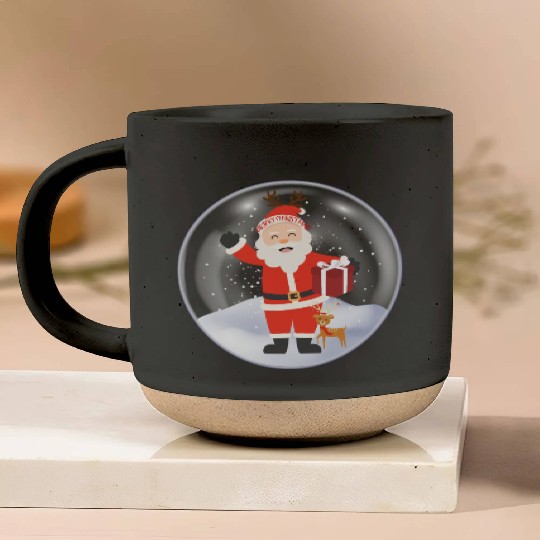 Santa’s Joy: Christmas Snow Globe Pottery Mugs