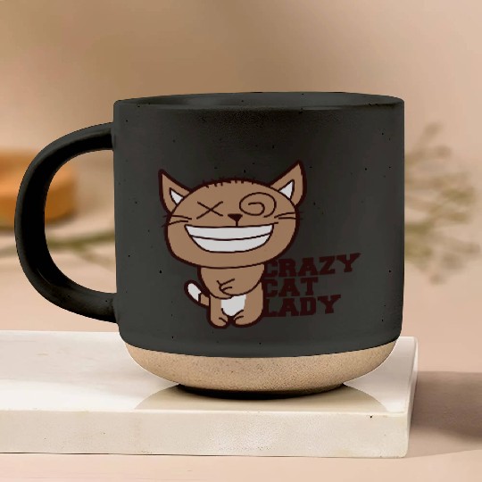 Crazy Cat Lady Text Love Saying Quote Weird Woman Pottery Mugs