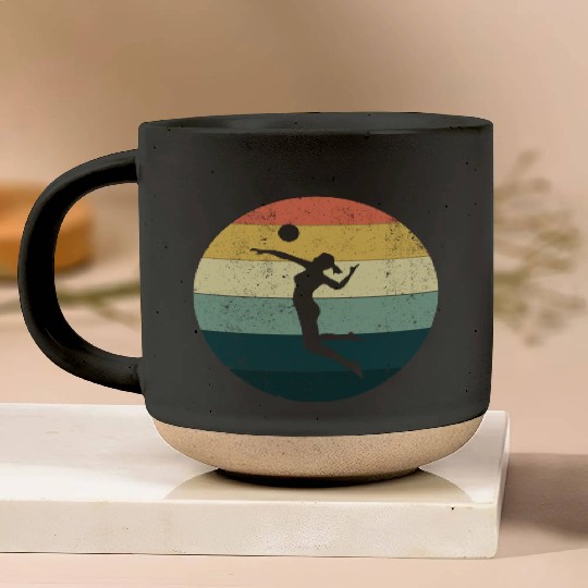 Retro Volleyball Girl Pottery Mugs