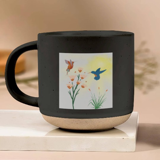 Minimalist Hummingbird and flowers Canvas Print Pottery Mugs