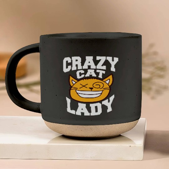 Crazy Cat Lady Text Love Saying Quote Weird Woman Pottery Mugs