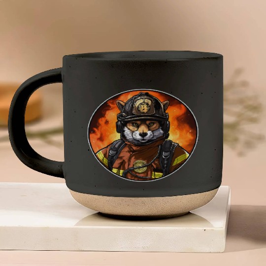 Fox Firefighter Pottery Mugs