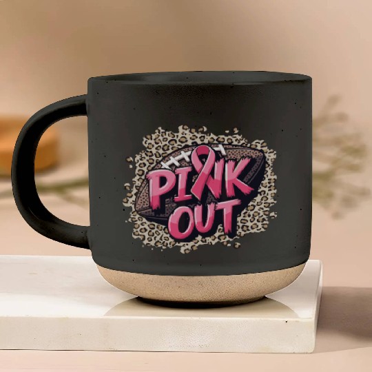 Pink Out Breast Cancer Football Coquette Bow Mom Pottery Mugs