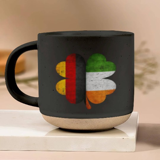 German Irish Shamrock Germany Ireland Flag Pottery Mugs