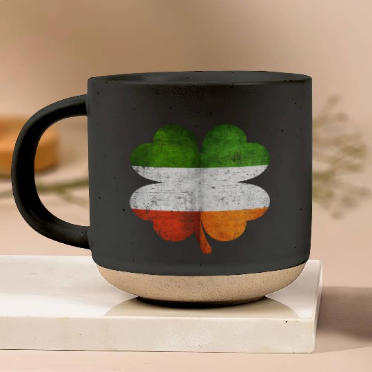 Italian Irish Shamrock Italy Ireland Flag Pottery Mugs