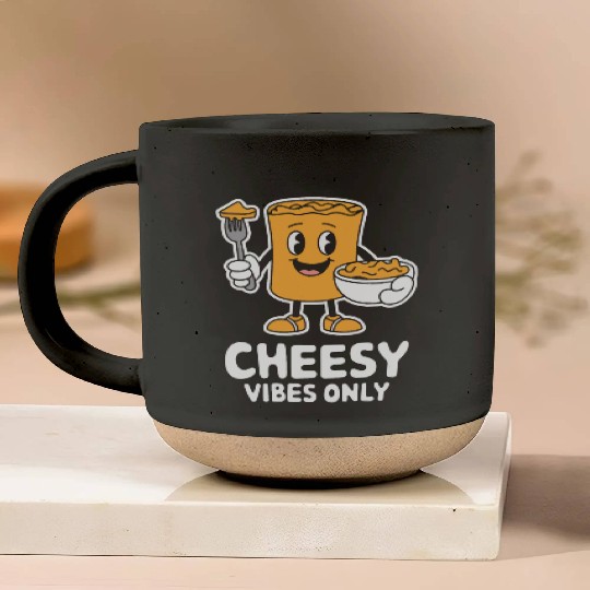 Cheesy Vibes Only Cartoon Delight Pottery Mugs