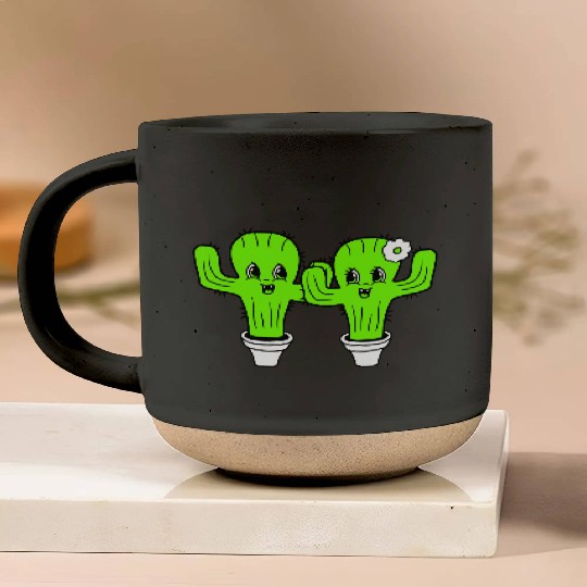2 Cactus Pair Plants Prickly Cactus Love Couple Pottery Mugs