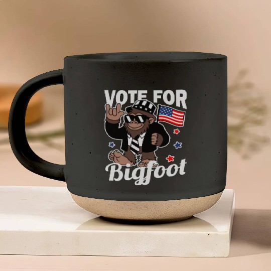 Vote for Bigfoot President 2024 Sasquatch USA Flag Pottery Mugs