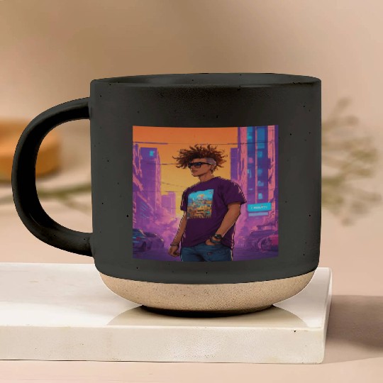 "Edgy Cyberpunk Street Style Portrait Art" Pottery Mugs