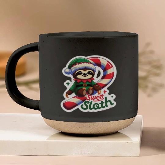 Adorable sloth dressed as an elf Pottery Mugs